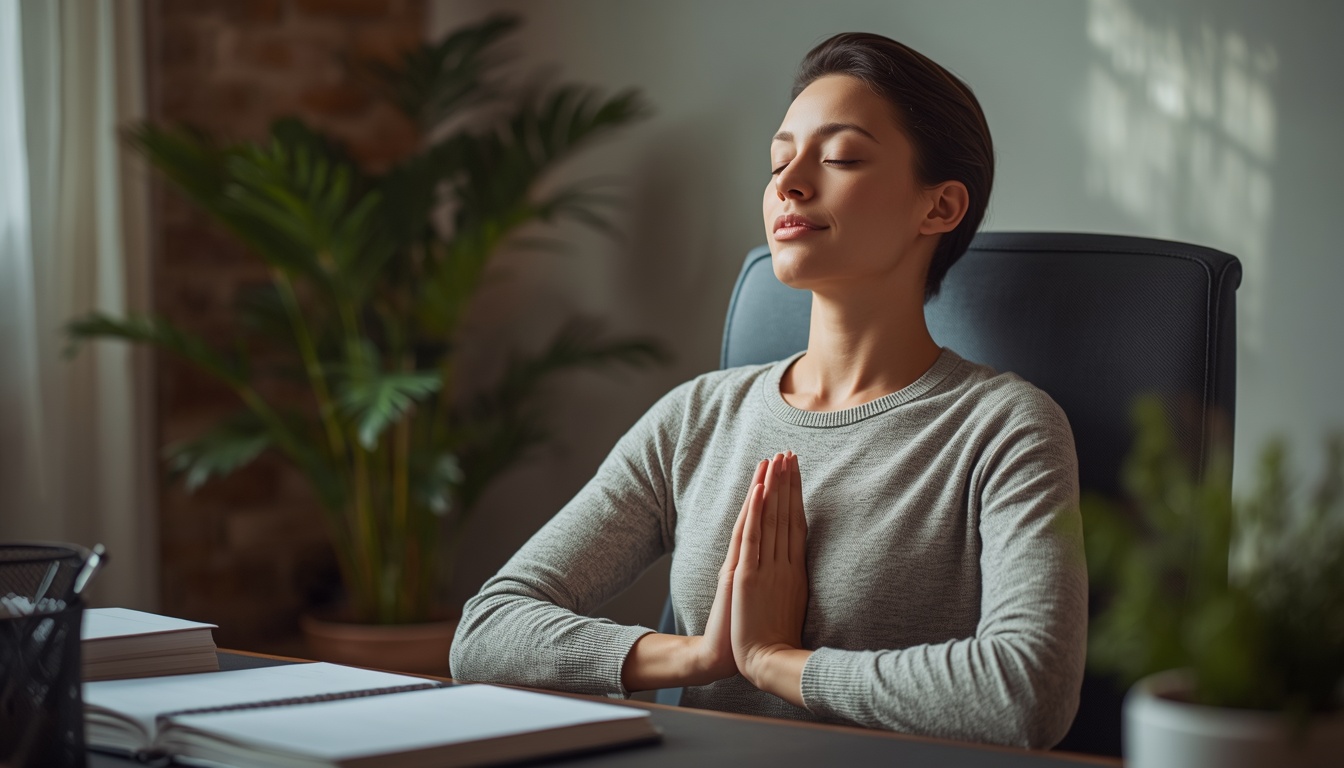 Strongshglowir desk breathing routine illustration